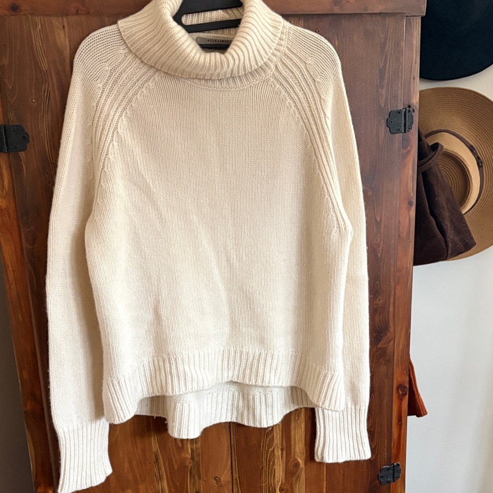 All Saints Cream Turtleneck Sweater